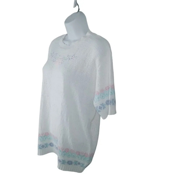 Vintage Knit Shirt,  Pastel Borders, XL - Picture 3 of 6